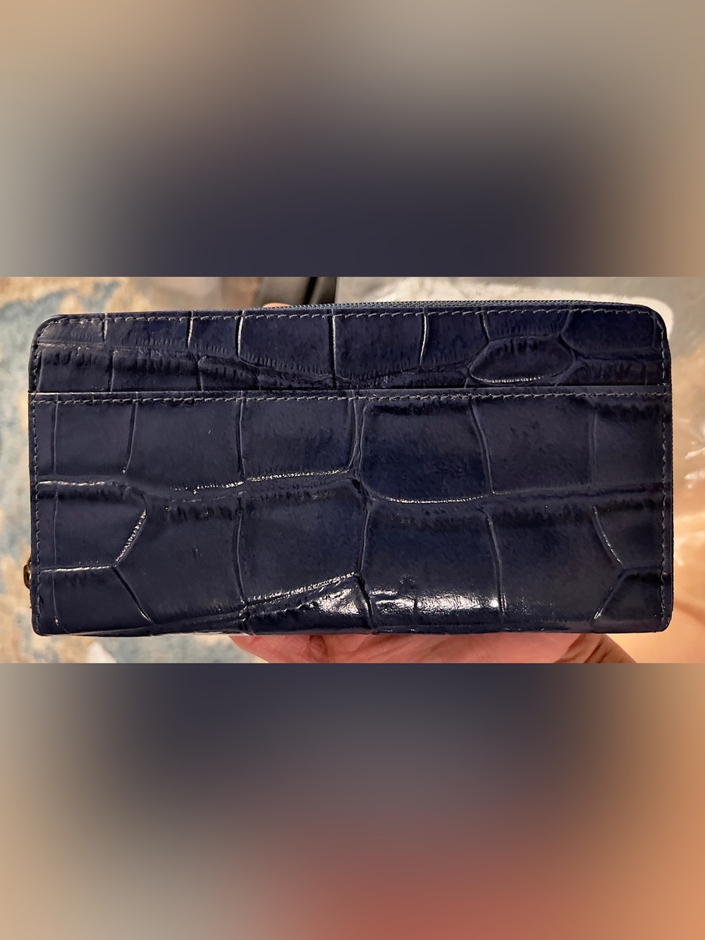 Michael Rome Designs Italian Leather Croc Embossed Zip Around Wallet NWOT